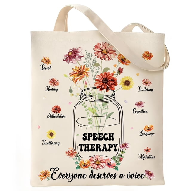 Bolsa VeloKomo de lona floral para terapia del habla, 38 x 40 cm