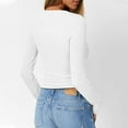 thumbnail image 4 of felwors Womens Long Sleeve Shirts 2025 Henley Casual Fall Outfits Fitted Tops Ribbed Fashion Basic Tees White, XL, 4 of 5