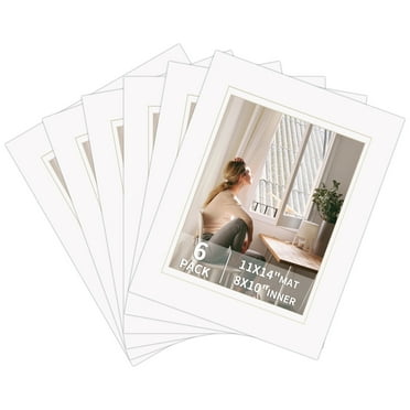 11x14 Picture Mats Set of 6, White Photo Mats for 8x10 Pictures