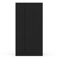 thumbnail image 4 of Polifurniture Denmark 71 in. 3 Door Modern Bedroom Armoire with Shelves & Hanging Rod, Black Wood, 4 of 7