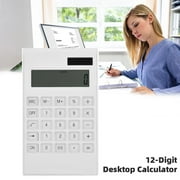 Desktop Calculator 12 Digit with Large LCD Display and Sensitive Button, Solar and Battery Dual Power, Standard Function for Office, Home, School (White)