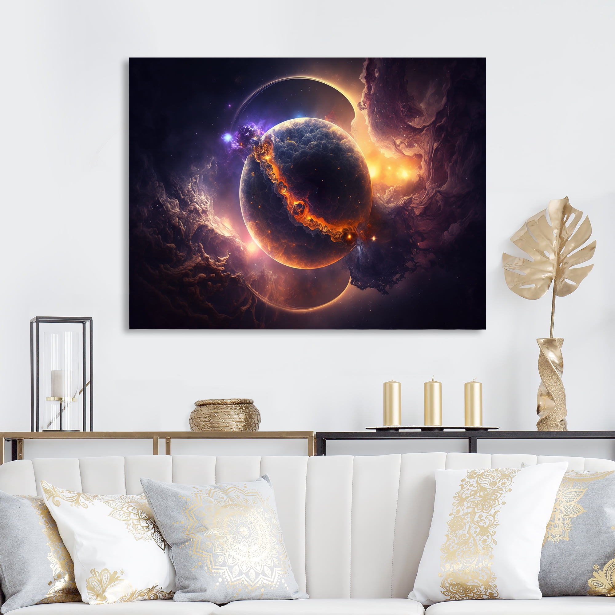 Designart Deep Space Planet Fusion VIII Canvas Wall Art