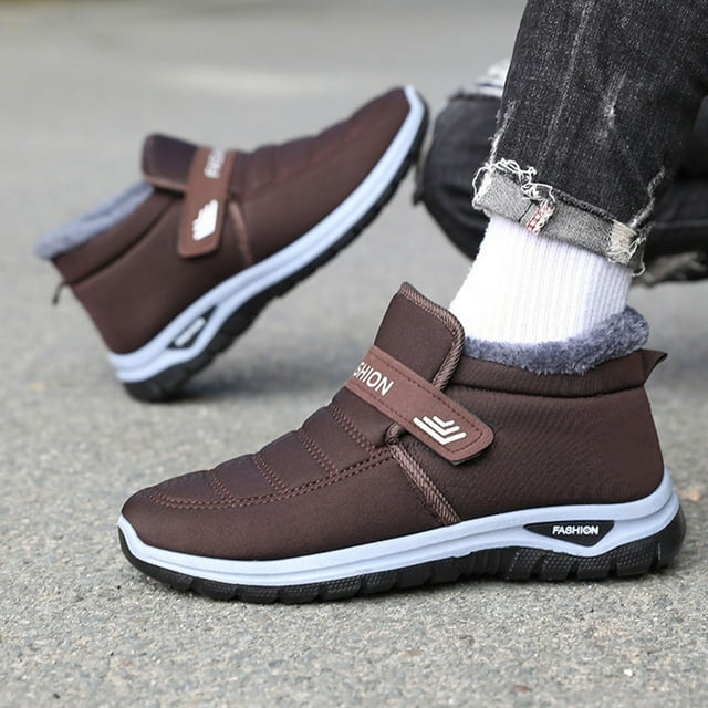 GDREDA Snow Boots for Men Warm Fur lined Winter Boots Anti-Slip Comfortable Ankle Boots Cold Weather Boot Coffee,8