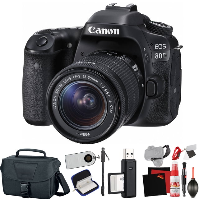 Canon EOS 80D DSLR Camera +18-55mm Lens (Intl Model) +Extra Accessory Bundle