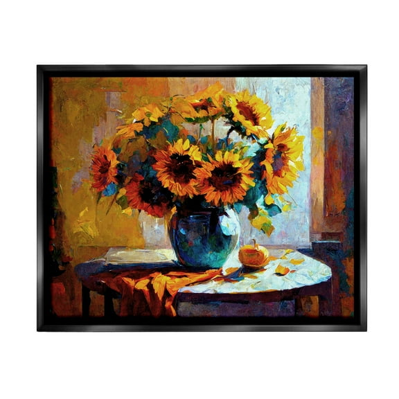 Stupell Industries Bouquet Still Life Painting Botanical & Floral Painting Black Floater Framed Canvas Art Print Wall Art, 21 x 17