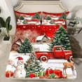 thumbnail image 2 of Castle Fairy Xmas Snowman Deer 3Pcs Twin Sheet Sets for Preppy Children Teens,Retro Red Truck Twin Fitted Sheet,Rustic Cabin Breathable Flat Sheet,Merry Christmas Room Decor, 2 of 7