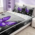 thumbnail image 2 of Erosebridal Chic Butterfly Zipper Full Size Comforter Sets with Fitted Sheet and 2 Pillowcases, Girls Animal Zipper Bedding Set, Polka Dots Reversible, Monochrome Violet, Polka Dots Reversible, 2 of 7