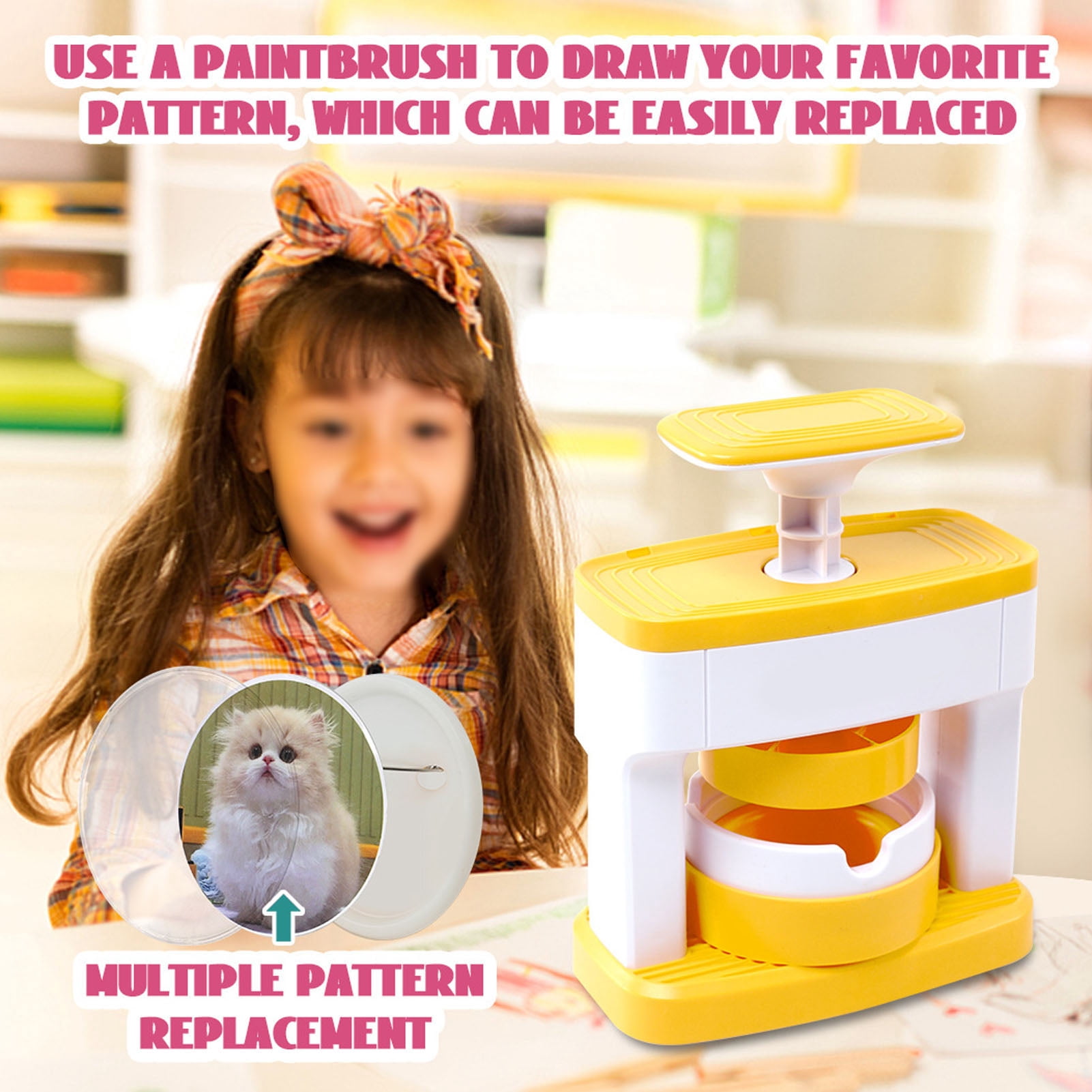 Nieyigj Badge Maker Machine DIY Pin Button Press Punch Kit with 48pcs Button Parts Pictures Circle Cutter (10.24 inches / 26 cm) Arts Crafts Gifts for Kids Teens Adults
