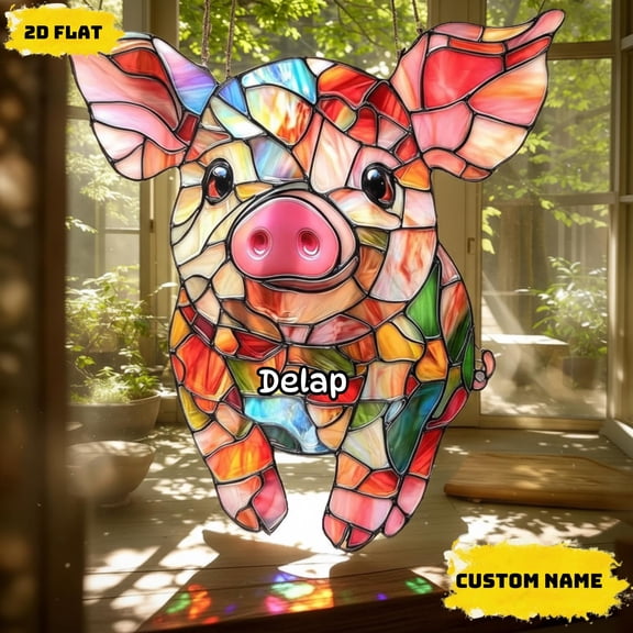Adorable Piglet Farm Animal Decor Acrylic Suncatcher Window Hanging Whimsical Farmhouse Charm Colorful Resin Cute Gift Idea