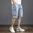 thumbnail image 4 of Pantalones cortos bermudas para hombre con bolsillos, pantalones cortos de mezclilla para hombre, pantalones cargo holgados, tendencia de corte 2024, botones, retro, de lujo, finos, en oferta, 4 of 4