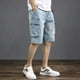 thumbnail image 4 of Pantalones cortos bermudas para hombre con bolsillos, pantalones cortos de mezclilla para hombre, pantalones cargo holgados, tendencia de corte 2024, botones, retro, de lujo, finos, en oferta, 4 of 4