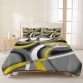 thumbnail image 3 of Queen Quilt Set 90''x96'', Yellow Geometric Lightweight Bedspread Coverlet Set with 2 Pillow Shams, Gray Black Retro Abstract Stripes Lines Breathable All Season Quilt Bedding for Bedroom/Guest Room, 3 of 9