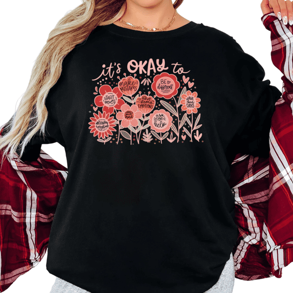 UNISHE Women's "It's Okay to Make Mistakes" Floral Graphic Short Sleeve T-Shirt Casual Cotton Crewneck Top