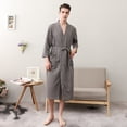 thumbnail image 4 of Women Robes Unisex Breathable Solid Color Bathrobe Splicing Home Clothes Robe Coat Woman Blending Pajamas, 4 of 7
