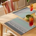 thumbnail image 4 of Turquoise Floral Placemats Set of 4 Modern Farmhouse Leaves Gray Striped Place Mats Indoor Wipeable Table Mats Washable Cloth Dining Table Placemats for Kitchen Holiday Party Home Decor 13x19 Inch, 4 of 9