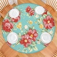 thumbnail image 2 of Round Elastic Tablecloth,Waterproof Table Cover,Pioneer Pink Peel Table Cloth Fits 36"-44" Round Tables for Dinner Outdoor Picnic Flowers, 2 of 3