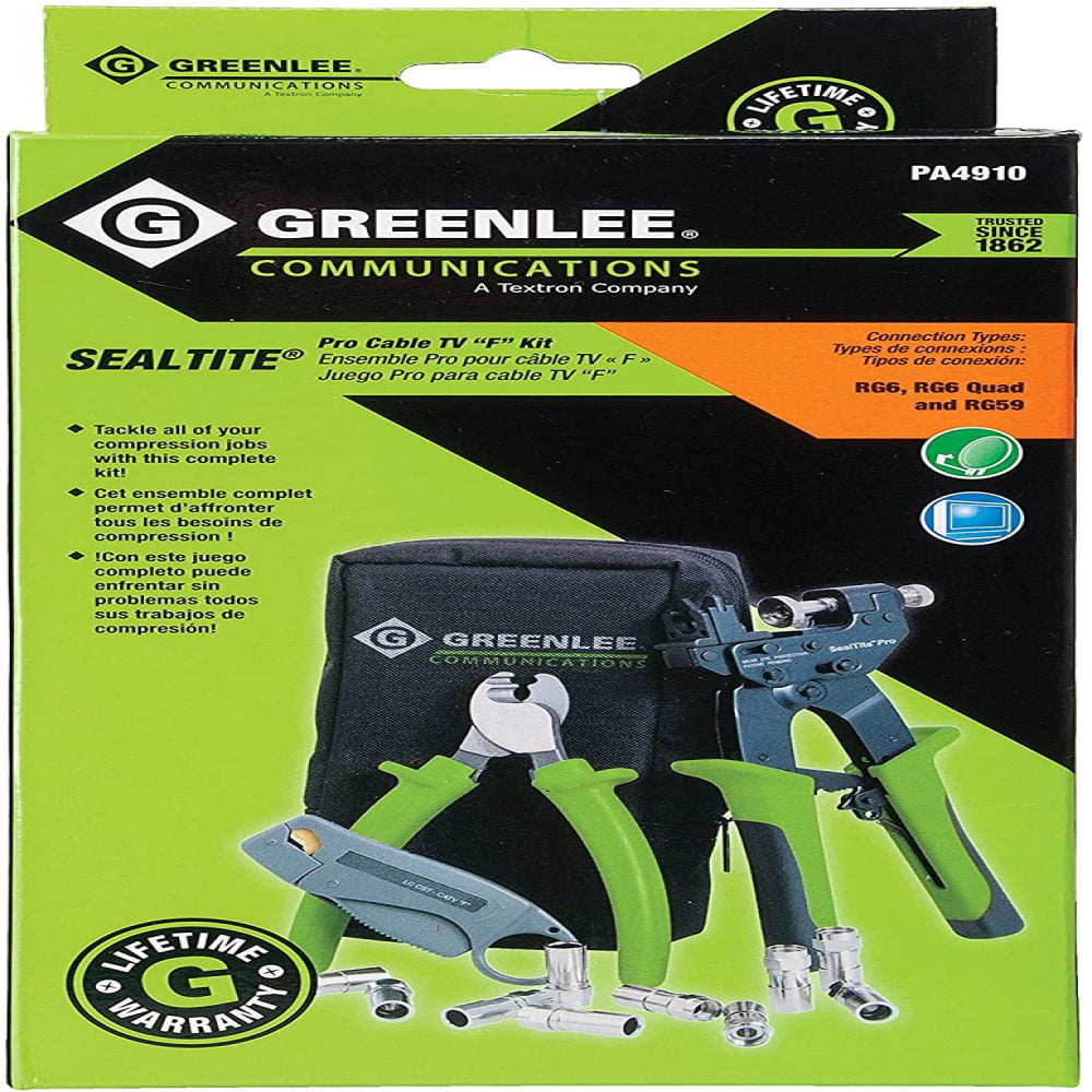 Greenlee Communications 4910 SealTite Pro Compression Cable TV "F" Kit wi th KT 