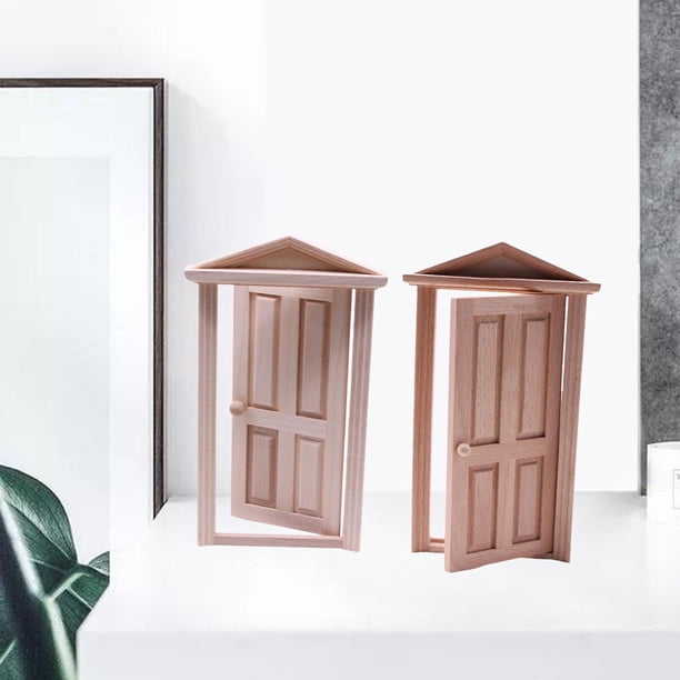 dollhosue wooden door,unpainted blank dollhouse wood door furniture,mini wooden door model doorknob decoration toy,house garden decor bedroom miniature furniture,diy crafts dollhouse room decor Macarena puerta de madera para casa de muñecas
