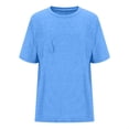 thumbnail image 4 of Yuyuzo Hauts d'Automne pour Femmes Manches Courtes Décontracté Ample Confortable Col Rond T-Shirts Unis, 4 of 6