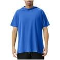 thumbnail image 7 of UVEASISHA Short Sleeve Hoodie for Men Mesh Hooded Tshirt Side Split Hoodies Cooling Summer Workout Athletic Sweatshirts Blue L, 7 of 7
