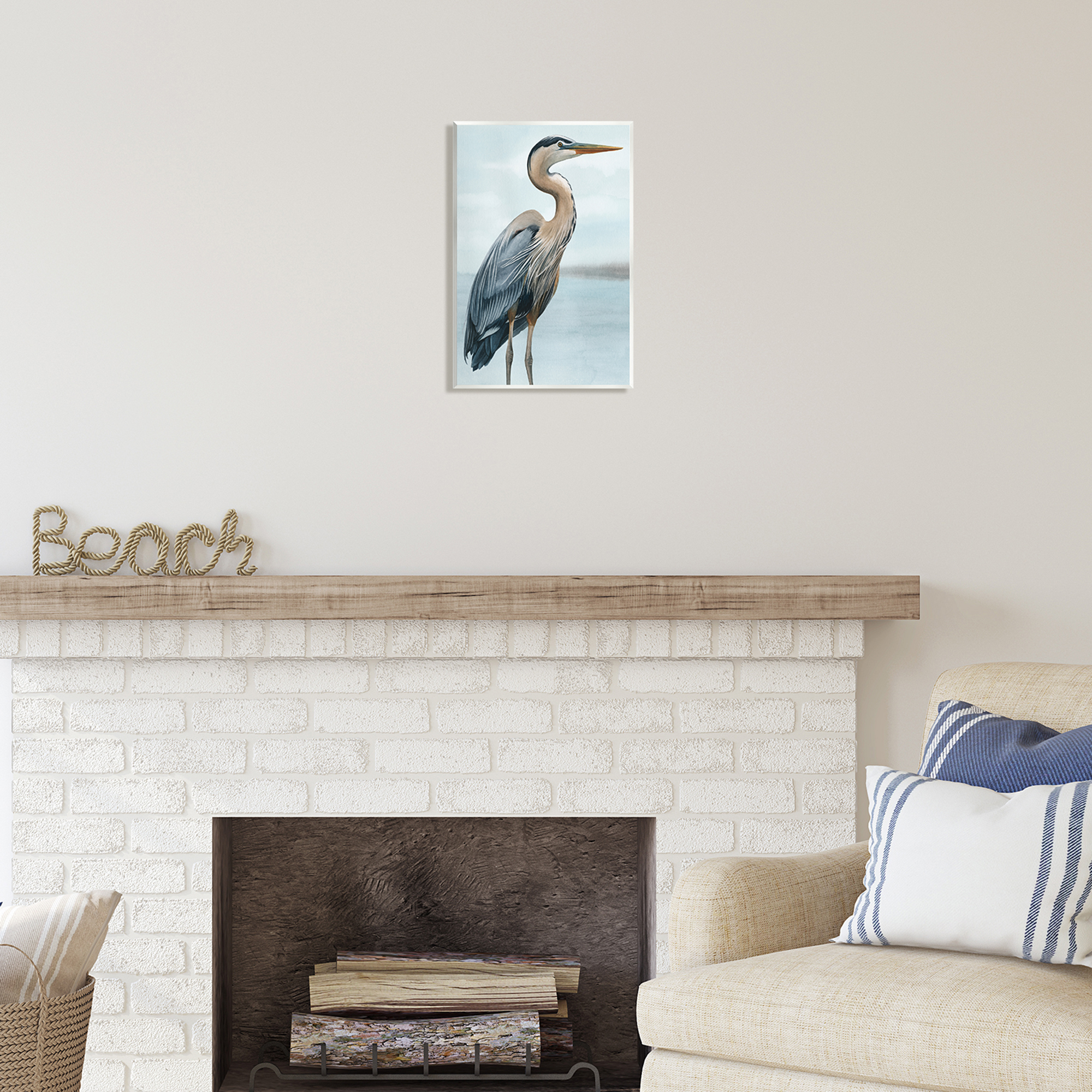 Stupell Industries Coastal Heron Portrait Animals & Insects Painting Unframed Art Print Wall Art, 10 x 15