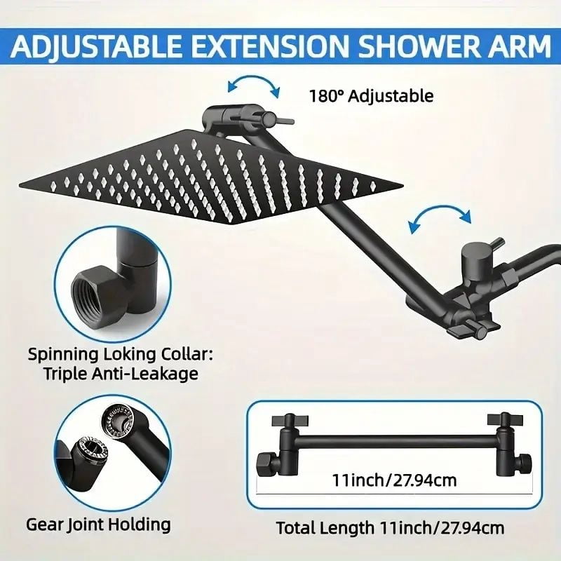 "RV Bathroom Shower Set - 12 Inch Overhead Rain & Handheld Head with Extra Long 59 Inch Hose"