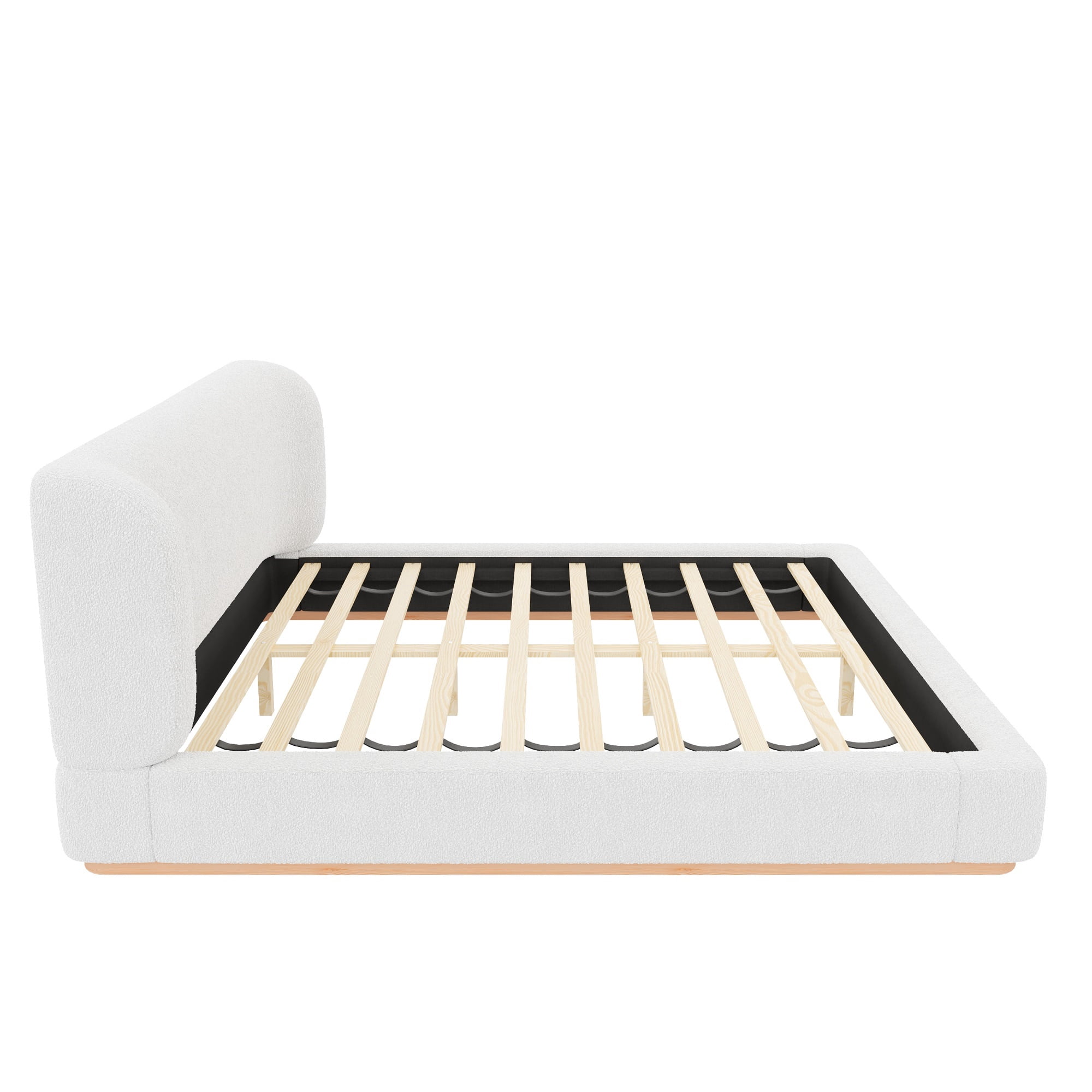 Euroco Upholstery Queen Size Platform Bed, White