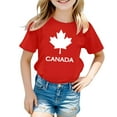 thumbnail image 4 of MIXUE Toddler Girls Tops & T-Shirts Kids Children Canada Print Short Sleeve Crewneck Casual Fit Basic Tops Pullover Tshirts Outwear,Red,8-9 Years, 4 of 4