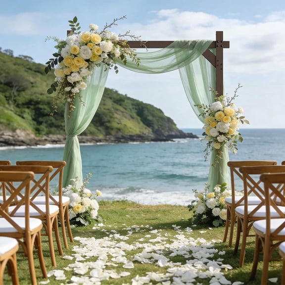 Square Wedding Arch Frame, Rustic 89.76'' W x 43.3'' D Solid Wood Arbor Boho Ceremony Backdrop for Garden, Beach & Forest Events