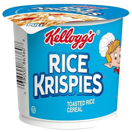 Rice Krispies Cold Breakfast Cereal Cup, 8 Vitamins and Minerals, Single Serve, Original, 1.3oz Cup (6 Cup)
