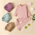 thumbnail image 1 of Infants Girls Top, Fall Trousers, Stripes Ruffle Round Collar Long Sleeves Elastic Kids Sleep Clothes, 1 of 4