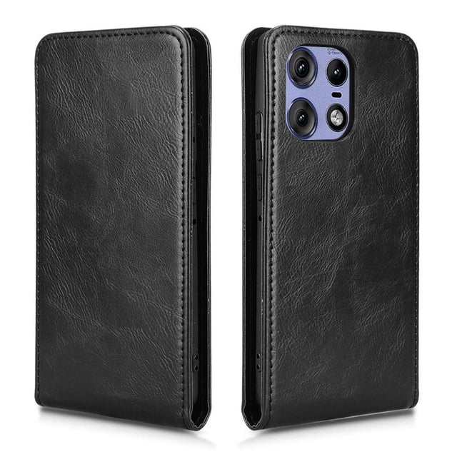 Folio Phone Case for Moto Edge 50 5G Magnetic Kickstand Cover with Camera Protection Black