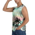 thumbnail image 3 of Lsque Tropical Summer Palm Print Men's Cotton Blend Sleeveless Muscle Shirts (S-3XL)- Moisture Wicking, Odor Protection, UPF 30+,Small, 3 of 8