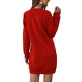 thumbnail image 5 of Autumn Winter Long Sleeve Pocket Shirt Dress for Women Casual Solid Color Pullover Sweatshirt Ladies Stylish Crew Neck Long Tunic Blouse Dress, 5 of 5