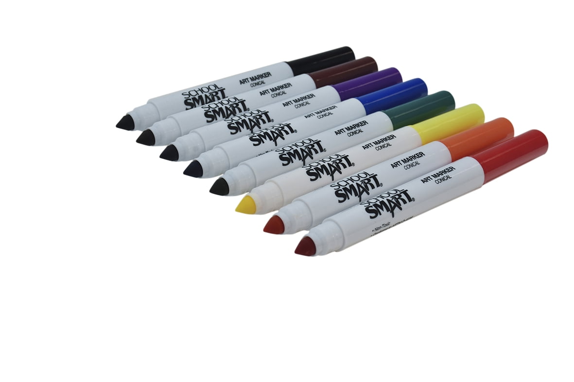 School Smart Art Markers, Conical Tip, Assorted Colors, Set of 400