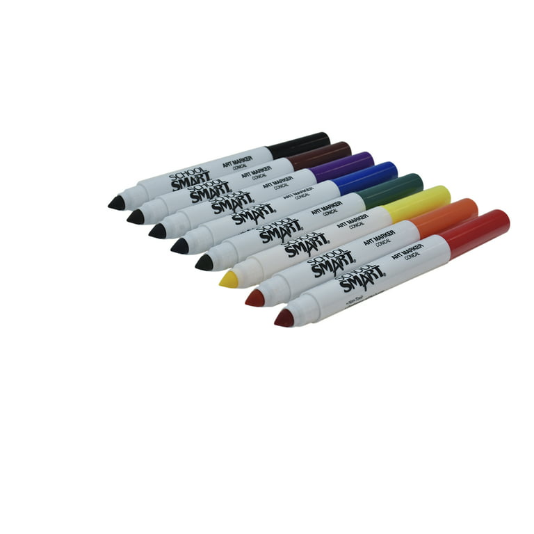 School Smart Conical Tip Art Markers for School, Home, and More, Assorted  Colors, Pack of 12