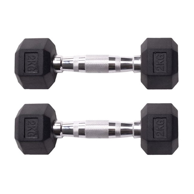 Par de Mancuernas hexagonales UNIFITNESS negras de 2 kg