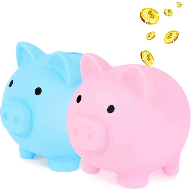 2 Pcs Cute Piggy Bank Plastic Pig Money Bank Adults Piggy Bank Pig Money Box Coin Bank Plastic Saving (M)