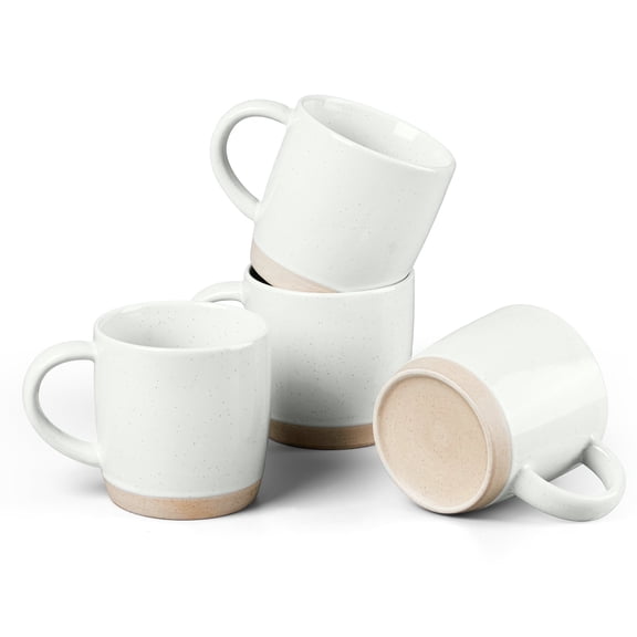 Vesteel Coffee Mugs Set of 4, 11 Ounces Porcelain Coffee Cups with Handle, Ceramic Stoneware Mug for Milk, Coffee, Hot Cocoa, Microwave & Dishwasher Safe, Speckled White