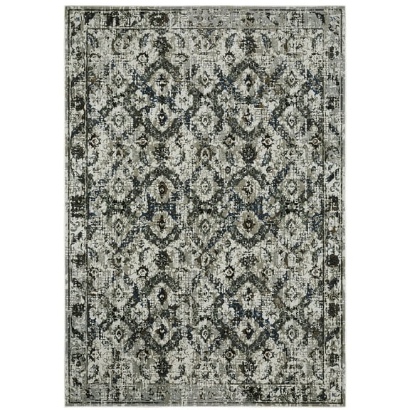 Oriental Weavers Gemini Area Rug - 1003E - 6'7" x 9'6" - in Charcoal/ Gray - Modern Style, Stain Resistant, Family and Pet Friendly , Dining, Living Room Rug