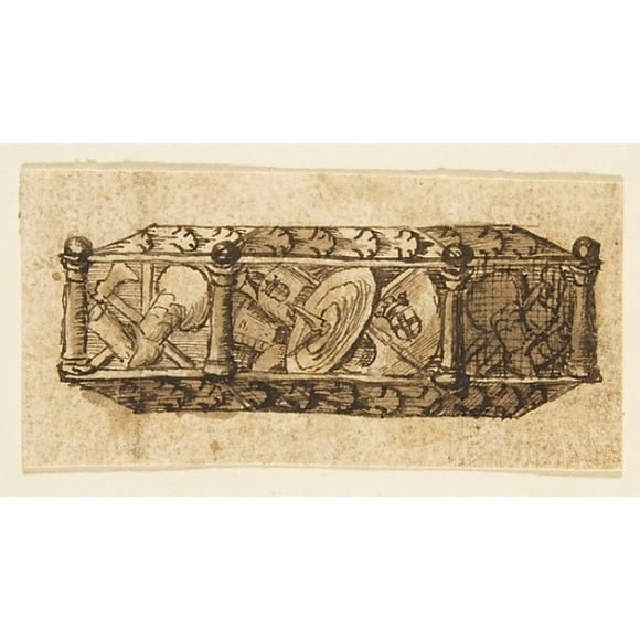 Design for an Object (Casket) Decorated with Armorial Trophies and Foliage Poster Print by Anonymous, French, 19th century (18 x 24)