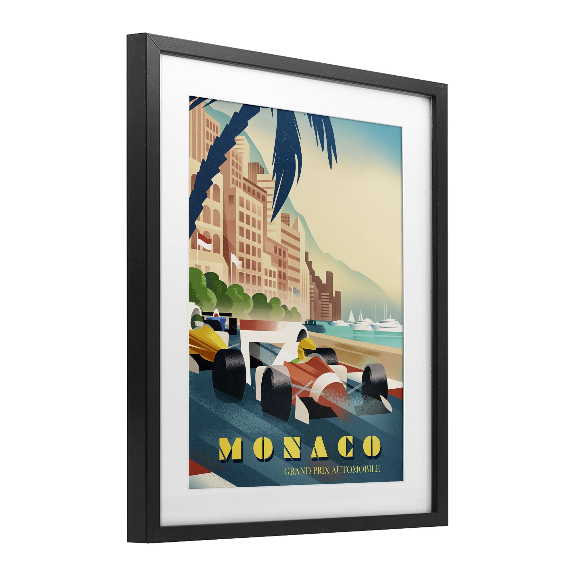 Stupell Industries Monaco Grand Prix Racing Black Framed Print Under Glass, design by Martin Wickstrom