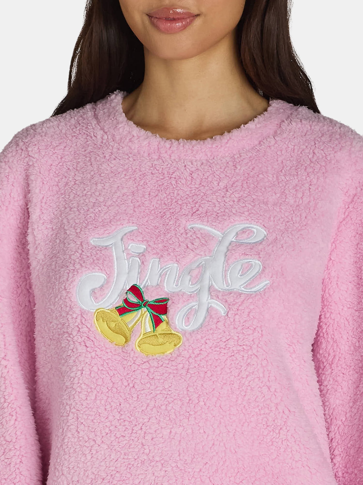 Holiday Time Women's Ornaments Holiday Plush Pajama Set, 2-Piece, Sizes S to 3X