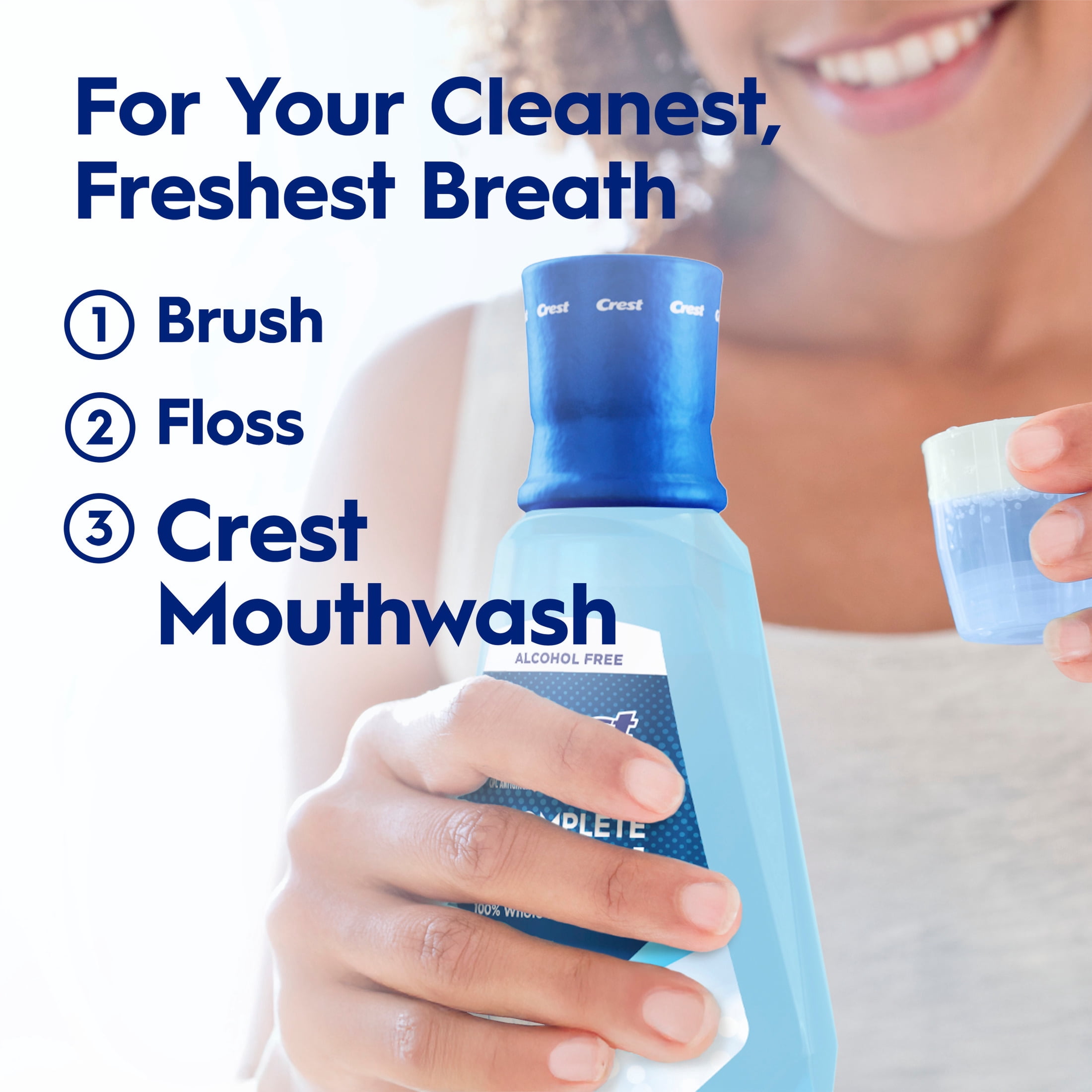 (3 pack) Crest Mouthwash Pro Health Complete Clean, Alcohol Free, Clean Mint, 1 L, 2 Pack