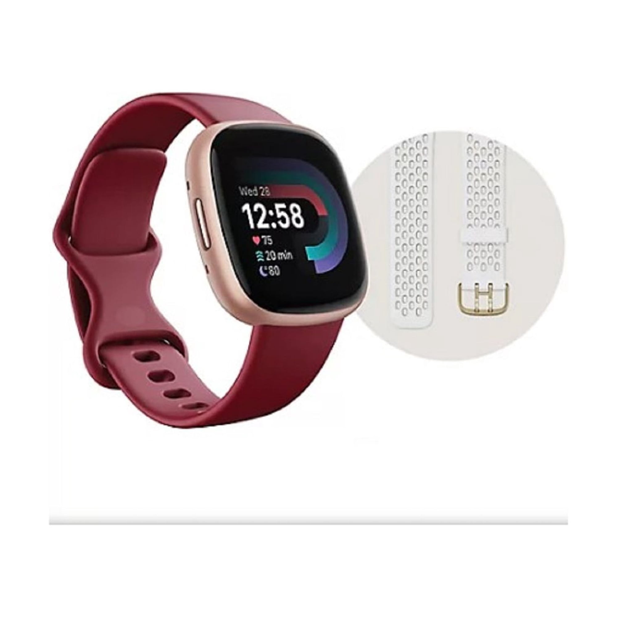 Fitbit FB523RGRD Versa 4 Fitness Smartwatch Bundle Beet Juice/Copper Rose