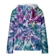 thumbnail image 5 of thefmos Women's Hooded Drawstring Tie Dye Sweatshirt with Kangaroo Pocket Casual Long Sleeve Pullover Fashion Fall Winter Outfit, Blue 2XL, 5 of 7