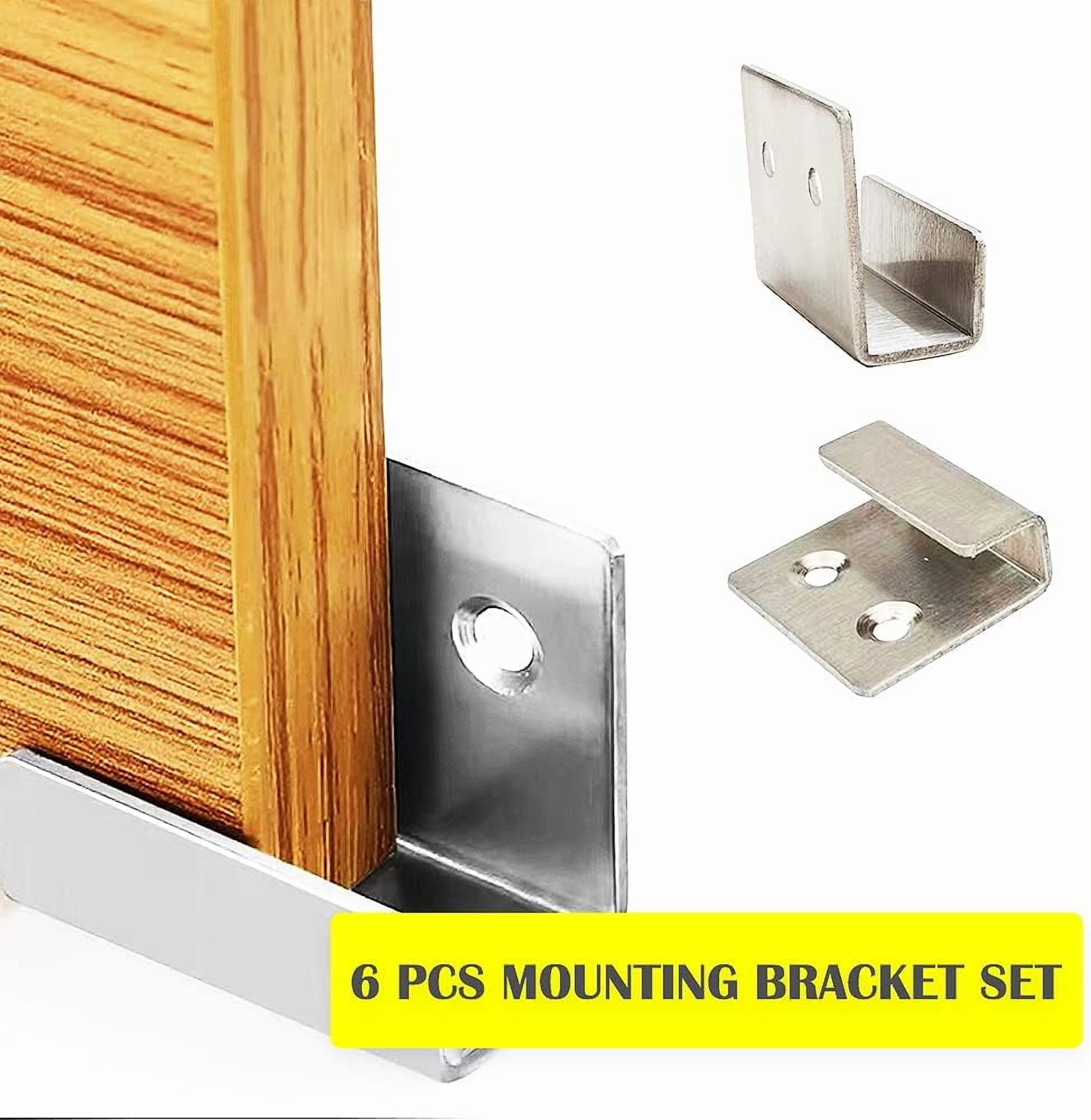 RGHJAR-Mounting Bracket Stainless Steel U Brackets 40x35mm Mirror Brackets Hanging Kit Wall Hanger Hardware Fastener Bracket Heavy Duty Tile Bracket Hanger with Screws - 6 Packs (Silver)