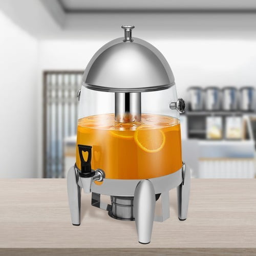 12L Hot Beverage Dispenser, PC Transparent Hot Drink Dispenser, Electric Heating & Alcohol Burner Ready, for Outdoor Picnic Camping BBQ