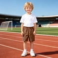 thumbnail image 5 of Gubotare Boy Uniform Shorts Toddler Boy Athletic Shorts Boys Soccer Shorts Basketball Short Pants with Pockets Size 7-8 (Brown,7-8 Years), 5 of 5