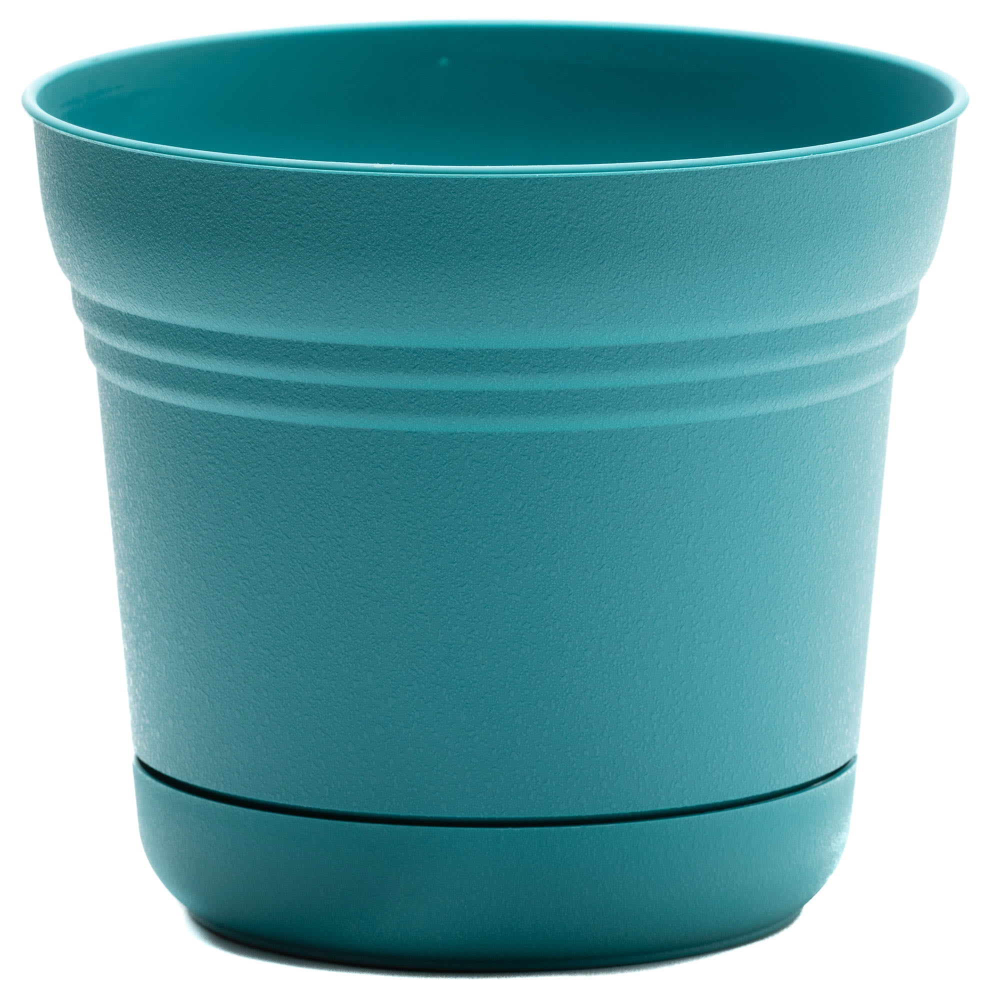 Bloem 10in Saturn Round Resin Planter with Saucer Bermuda Teal